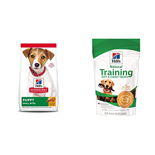 Hill'S Science Diet Puppy Healthy Development Small Bites With Chicken Meal & Barley Dry Dog Food (4.5 Pound Bag) And Chicken Training Treats For Dogs (3 Ounce Bag)