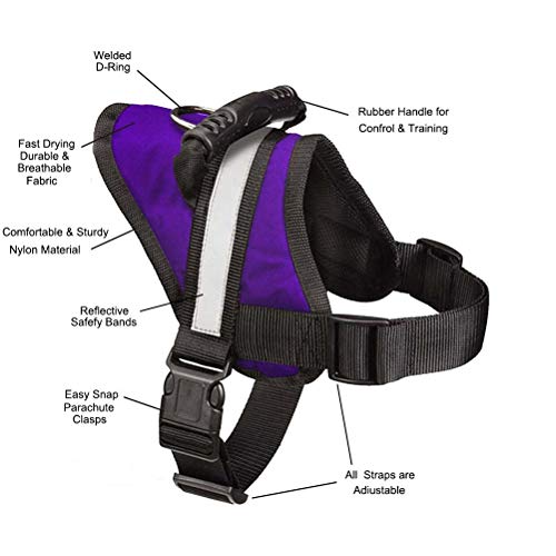 EXPAWLORER Big Dog Soft Reflective No Pull Purple Harness Size L 26-36inch