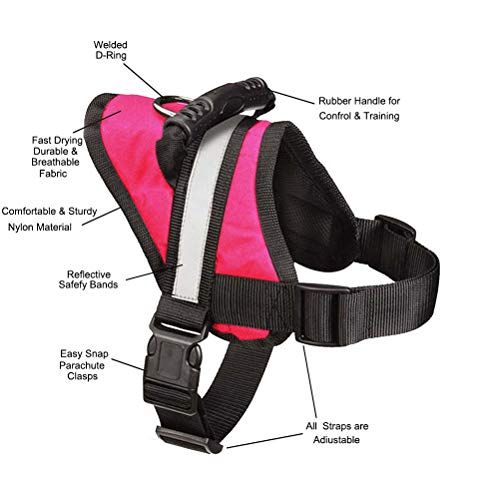 EXPAWLORER Big Dog Soft Reflective No Pull Pink Harness Size L 26-36inch