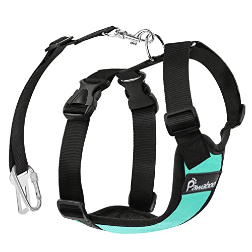 Pawaboo Dog Safety Vest Harness, Pet Car Harness Vehicle Seat Belt with Adjustable Strap and Buckle Clip, Easy Control for Driving Traveling Safety for Small Medium Dogs Cats, Small, Lake Blue