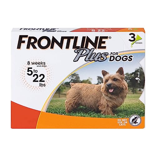 Merial Frontline Plus Flea and Tick Control for 5-22 Pound Dogs and Puppies, 3-dose