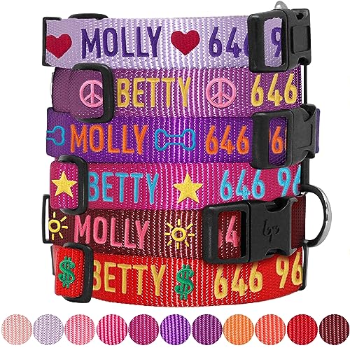 Blueberry Pet Essentials Personalized Dog Collar, Lavender, Small, Adjustable Customized ID Collars for Small Dogs Embroidered with Pet Name & Phone Number