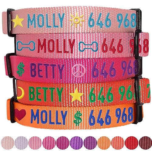 Blueberry Pet Essentials Personalized Dog Collar, French Pink, Large, Adjustable Customized ID Collars for Large Dogs Embroidered with Pet Name & Phone Number