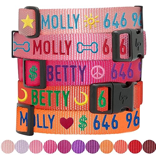 Blueberry Pet Essentials Personalized Dog Collar, French Pink, Large, Adjustable Customized ID Collars for Large Dogs Embroidered with Pet Name & Phone Number