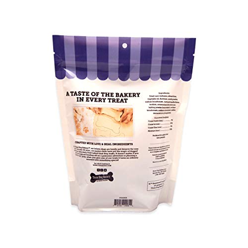 Three Dog Bakery Lick'n Crunch! Mini Sandwich Cookies, Carob & Vanilla Flavor, Premium Treats for Dogs, 8 Ounce Resealable Pack (310080)