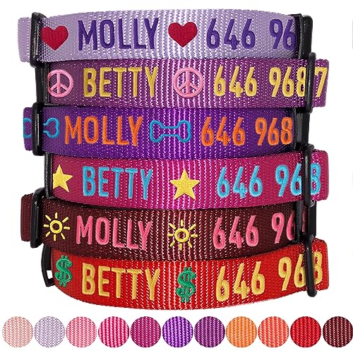 Blueberry Pet Essentials Personalized Dog Collar, Lavender, Large, Adjustable Customized ID Collars for Large Dogs Embroidered with Pet Name & Phone Number