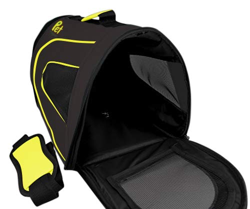 PET MAGASIN Soft-Sided Pet Travel Carrier (Airline Approved) for Cats, Small Dogs, Puppies & Other Pets by (Black & Yellow)