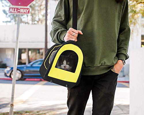PET MAGASIN Soft-Sided Pet Travel Carrier (Airline Approved) for Cats, Small Dogs, Puppies & Other Pets by (Black & Yellow)