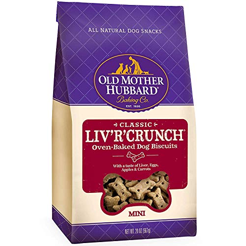 Old Mother Hubbard Crunchy Classic Natural Dog Treats, Liv'R'Crunch, Mini Biscuits, 20-Ounce Bag/2PK