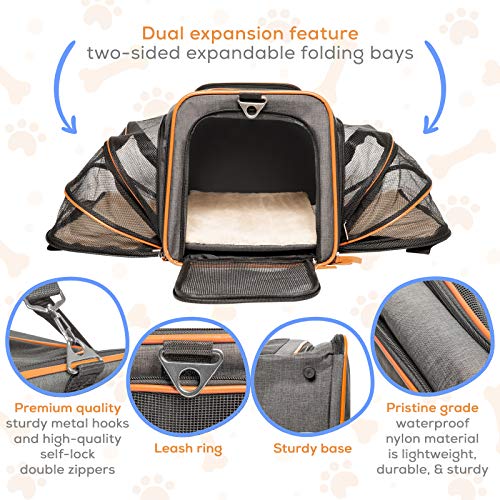 Pet Peppy Petpeppy.com The Original Airline Approved Expandable Pet Carrier Two Side Expansion, Designed for Cats, Dogs, Kittens,Puppies - Extra Spacious Soft Sided Carrier! (Black)