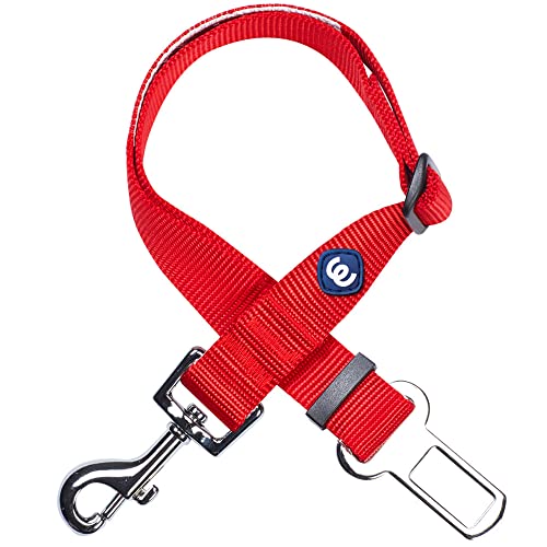 Blueberry Pet Essentials Classic Dog Seat Belt Tether for Dogs Cats, Rouge Red, Durable Safety Car Vehicle Seatbelts Leads Use with Harness