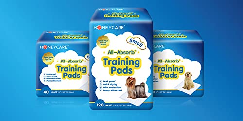 HONEY CARE All-Absorb, Large 22" x 23", 100 Count, Dog and Puppy Training Pads, Ultra Absorbent and Odor Eliminating, Leak-Proof 5-Layer Potty Training Pads with Quick-Dry Surface, Blue, A01