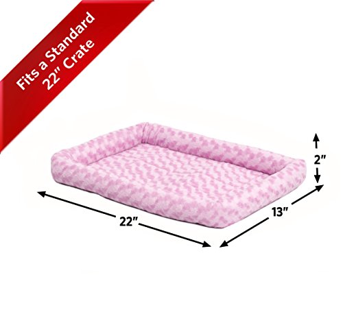 MidWest Bolster Pink Pet Bed for Cats 22L-Inch w/ Comfortable Bolster | Ideal for XS Dog Breeds & Fits a 22-Inch Crate | Easy Maintenance Machine Wash & Dry | 1-Year Warranty