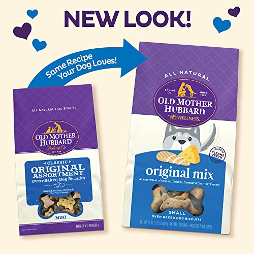 Old Mother Hubbard by Wellness Classic Original Mix Natural Dog Treats, Crunchy Oven-Baked Biscuits, Ideal for Training, Small Size, 20 ounce bag