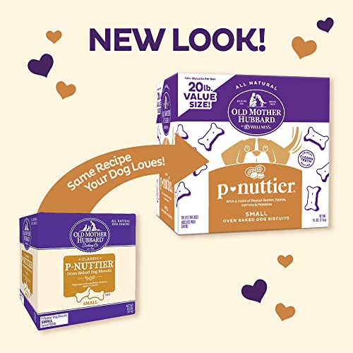 Old Mother Hubbard by Wellness Classic P-Nuttier Natural Dog Treats, Crunchy Oven-Baked Biscuits, Ideal for Training, Small Size, 20 pound bag