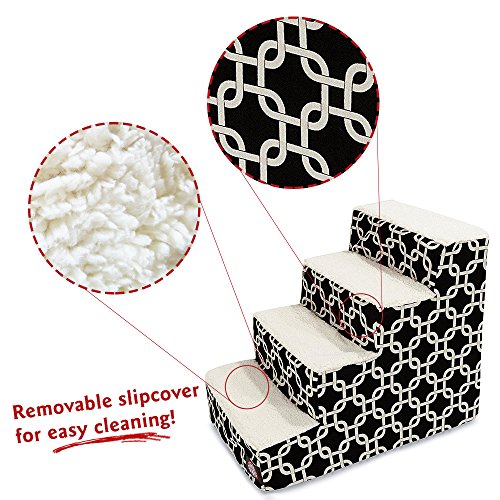 4 Step Portable Pet Stairs By Majestic Pet Products Black Links Steps for Cats and Dogs