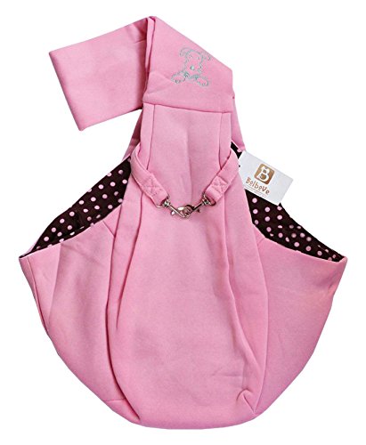 Bro'Bear i'Pet Hands-Free Reversible Small Dog-Cat Sling Carrier Bag Travel Tote Soft Comfortable Puppy/Kitty/Rabbit Double-Sided Pouch Shoulder Carry Tote Handbag, Pink