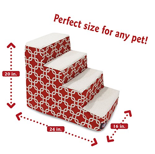 4 Step Portable Pet Stairs By Majestic Pet Products Red Links Steps for Cats and Dogs