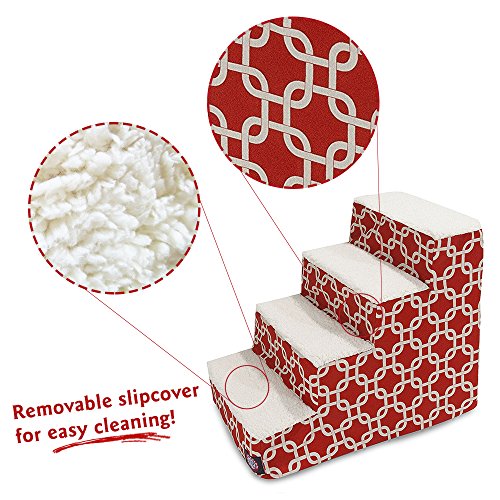 4 Step Portable Pet Stairs By Majestic Pet Products Red Links Steps for Cats and Dogs