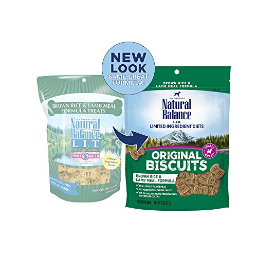 Natural Balance Limited Ingredient Original Biscuits | Brown Rice & Lamb Dog Treats for Small-Breed Adult Dogs | 8-oz. Pouch