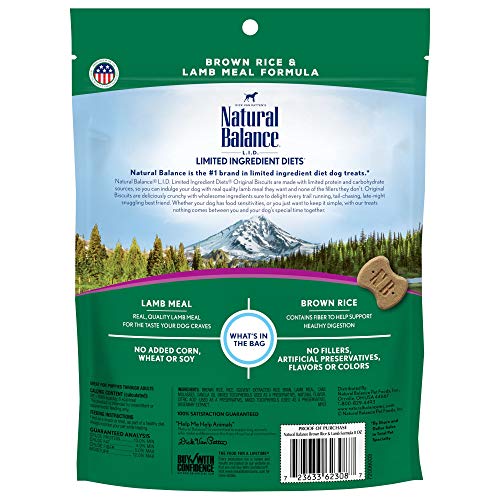 Natural Balance Limited Ingredient Original Biscuits | Brown Rice & Lamb Dog Treats for Small-Breed Adult Dogs | 8-oz. Pouch