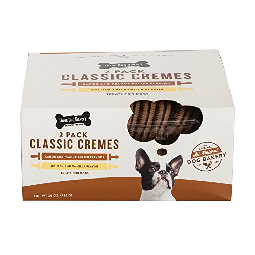 Three Dog Bakery 13-Ounce Classic Cremes Carob with Peanut Butter Filling Baked Dog Treats