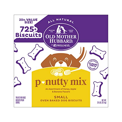 Old Mother Hubbard by Wellness P-Nutty Assorted Mix Natural Dog Treats, Crunchy Oven-Baked Biscuits, Ideal for Training, Small Size, 20 pound box