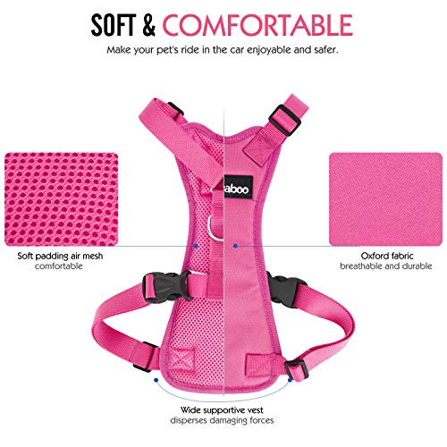 Pawaboo Dog Safety Vest Harness, Pet Dog Adjustable Car Safety Mesh Harness Travel Strap Vest with Car Seat Belt Lead Clip.