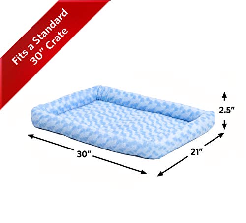 MidWest Homes for Pets Bolster Pet Bed for Dogs & Cats 30L-Inch Blue Dog Bed or Cat Bed w/ Comfortable Bolster | Ideal for Medium Dog Breeds & Fits a 30-Inch Dog Crate
