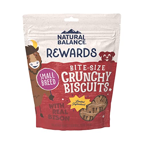 Natural Balance Limited Ingredient Rewards Crunchy Biscuits, Bite-Size Grain-Free Dog Treats for Small-Breed Adult Dogs, Sweet Potato & Bison Recipe, 8 Ounce (Pack of 1)