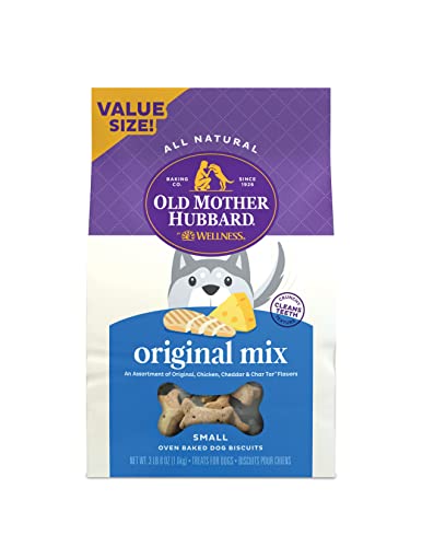 Old Mother Hubbard by Wellness Classic Original Mix Natural Dog Treats, Crunchy Oven-Baked Biscuits, Ideal for Training, Small Size, 3.5 pound bag