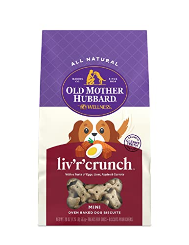 Old Mother Hubbard by Wellness Classic Liv'R'Crunch Natural Dog Treats, Crunchy Oven-Baked Biscuits, Ideal for Training, 20 ounce bag