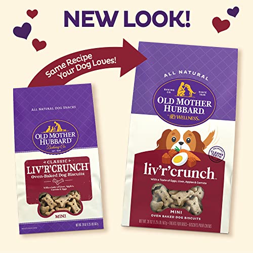 Old Mother Hubbard by Wellness Classic Liv'R'Crunch Natural Dog Treats, Crunchy Oven-Baked Biscuits, Ideal for Training, 20 ounce bag
