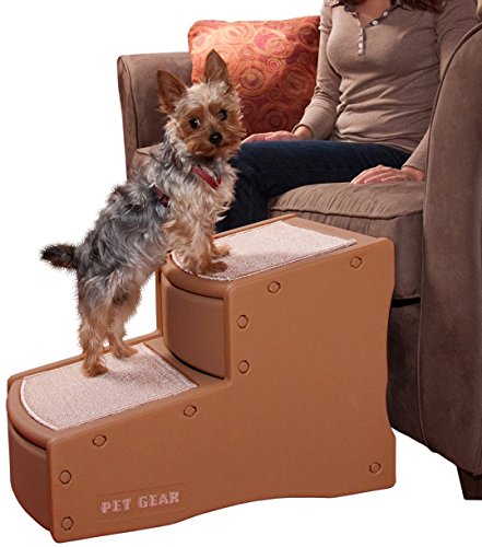 Pet Gear Easy Step II Pet Stairs, 2 Step for Cats/Dogs up to 150 Pounds, Portable, Removable Washable Carpet Tread, 2-Step, Cocoa