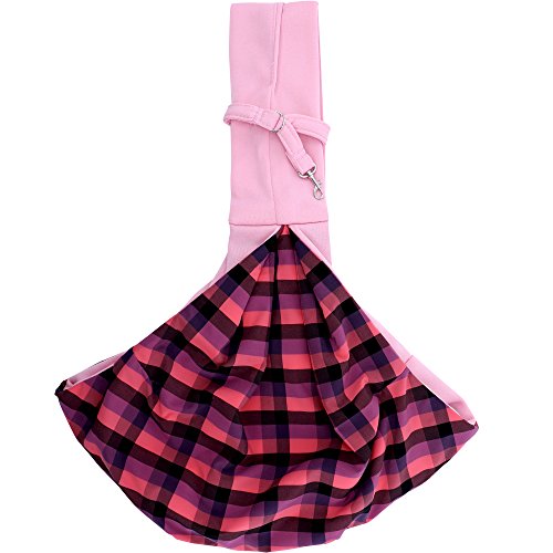 FurryFido Pet Sling Carrier For Cats Dogs Bunny, Up To 15 lbs / Extra Safety with Collar Latch and Loop / Airline Approved / Jersey Material, Soft and Comfortable, Yet Strong (Pink 2)