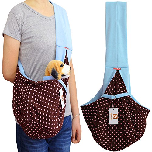i'Pet Hands-Free Reversible Small Dog Cat Sling Carrier Bag Travel Tote Soft Comfortable Puppy Kitty Rabbit Double-Sided Pouch Shoulder Carry Tote Handbag (Blue)