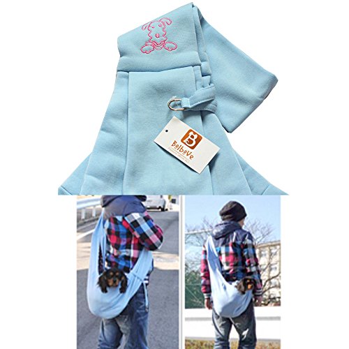 i'Pet Hands-Free Reversible Small Dog Cat Sling Carrier Bag Travel Tote Soft Comfortable Puppy Kitty Rabbit Double-Sided Pouch Shoulder Carry Tote Handbag (Blue)