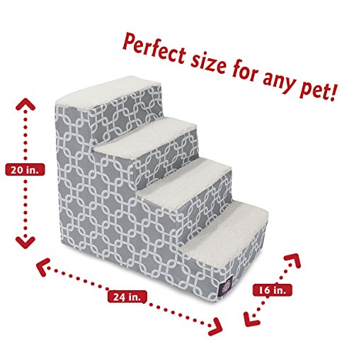 Majestic Pet Portable Pet Stairs | Soft Sherpa Steps Foam Feeling | Steps for Dogs & Cats | Dog & Cat Ramp | Perfect for Bed & Sofa | Indoor Only | Max Weight: up to 250 Lbs, 4 Step, Links Gray