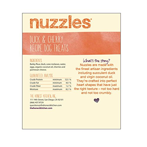 The Honest Kitchen Nuzzles: Natural Hand-Baked Wheat-Free Duck & Cherry Dog Treat Cookies, 8 oz