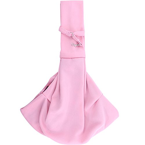 FurryFido Pet Sling Carrier For Cats Dogs Bunny, Up To 15 lbs / Extra Safety with Collar Latch and Loop / Airline Approved / Jersey Material, Soft and Comfortable, Yet Strong (Pink 2)