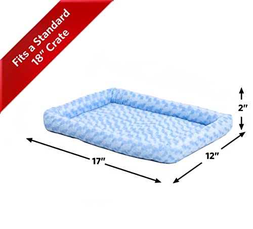 MidWest Homes for Pets Bolster Pet Bed for Dogs & Cats 18L-Inch Blue Dog Bed or Cat Bed w/ Comfortable Bolster | Ideal for 'Toy' Dog Breeds & Fits an 18-Inch Dog Crate