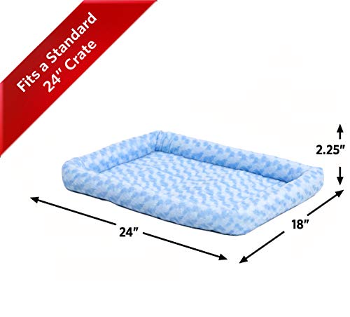 MidWest Homes for Pets Bolster Pet Bed for Dogs & Cats 24L-Inch Blue Dog Bed or Cat Bed w/ Comfortable Bolster | Ideal for 'Small' Dog Breeds & Fits a 24-Inch Dog Crate
