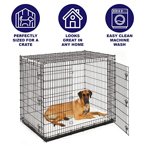 MidWest Homes for Pets Bolster Pet Bed for Dogs & Cats 54L-Inch White Fleece Dog Bed or Cat Bed w/ Comfortable Bolster | Ideal for Giant Dog Breeds (Great Dane / Mastiff) & Fits a 54-Inch Dog Crate