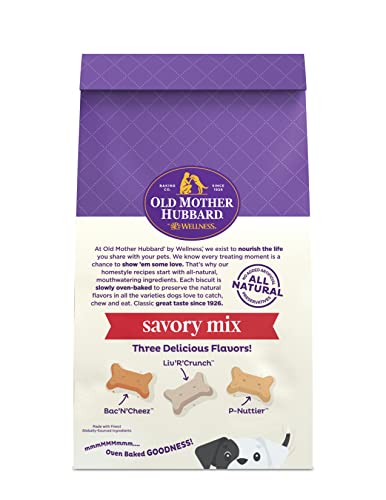 Old Mother Hubbard by Wellness Classic Savory Mix Natural Dog Treats, Crunchy Oven-Baked Biscuits, Ideal for Training, Mini Size, 20 ounce bag