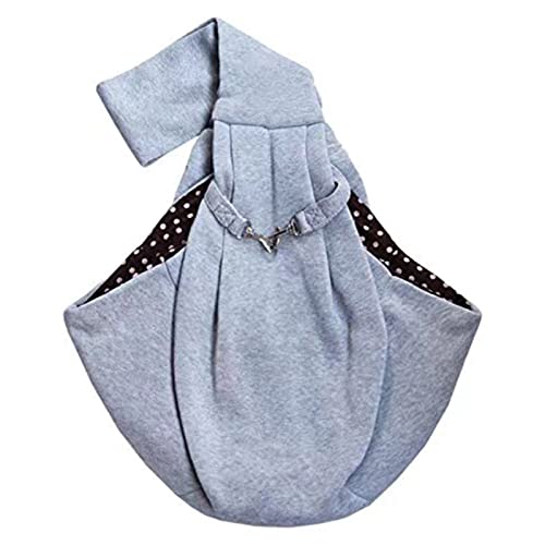 CRMADA Hands-Free Reversible Small Dog Cat Sling Carrier Bag Travel Tote Soft Comfortable Puppy Kitty Rabbit Double-Sided Pouch Shoulder Carry Tote Handbag, Grey…