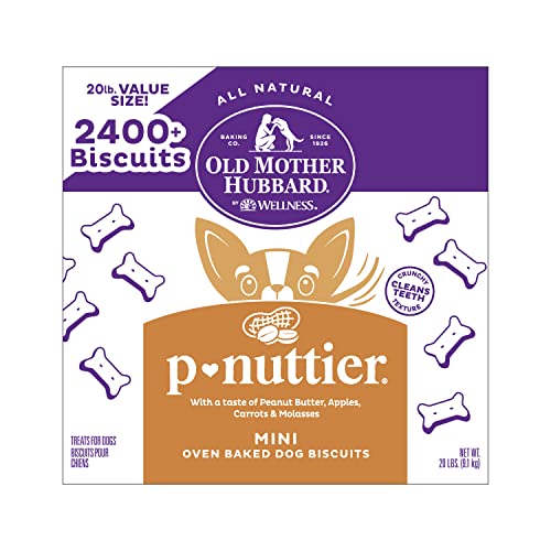Old Mother Hubbard by Wellness Classic P-Nuttier Natural Dog Treats, Crunchy Oven-Baked Biscuits, Ideal for Training, Mini Size, 20 Pound Box