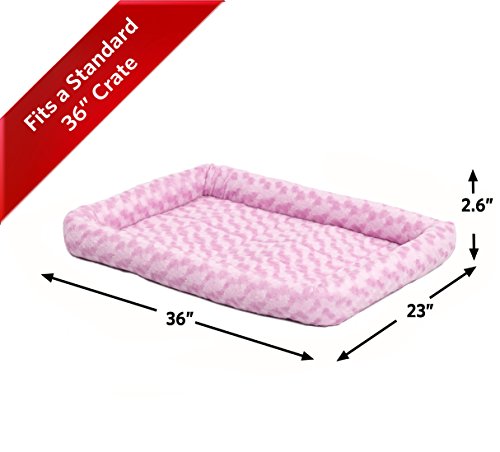 MidWest Homes for Pets Bolster Pet Bed for Dogs & Cats 36L-Inch Pink Dog Bed or Cat Bed w/ Comfortable Bolster | Ideal for Medium / Large Dog Breeds & Fits a 36-Inch Dog Crate