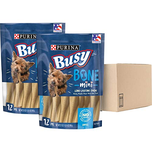 Purina Busy Bone Dog Chew Mini Dog Treats for Small Dogs, (2) 12 ct. Pouches
