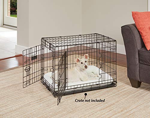 MidWest Homes for Pets 30L-Inch White Fleece Dog Bed or Cat Bed w/ Comfortable Bolster,Ideal for Medium Dog Breeds&Fits a 30-Inch Dog Crate,Easy Maintenance Machine Wash,1-Year Warranty,Model:40230