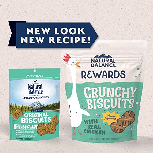 Natural Balance Limited Ingredient Rewards Crunchy Biscuits, Grain-Free Dog Treats for Adult Dogs of All Breeds, Chicken & Sweet Potato Recipe, 14 Ounce (Pack of 1)
